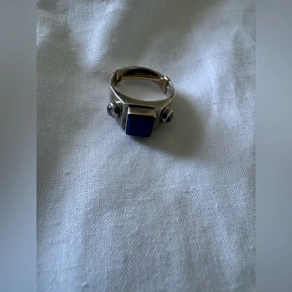Silver Ring with Blue Stone - Picture 1 of 9